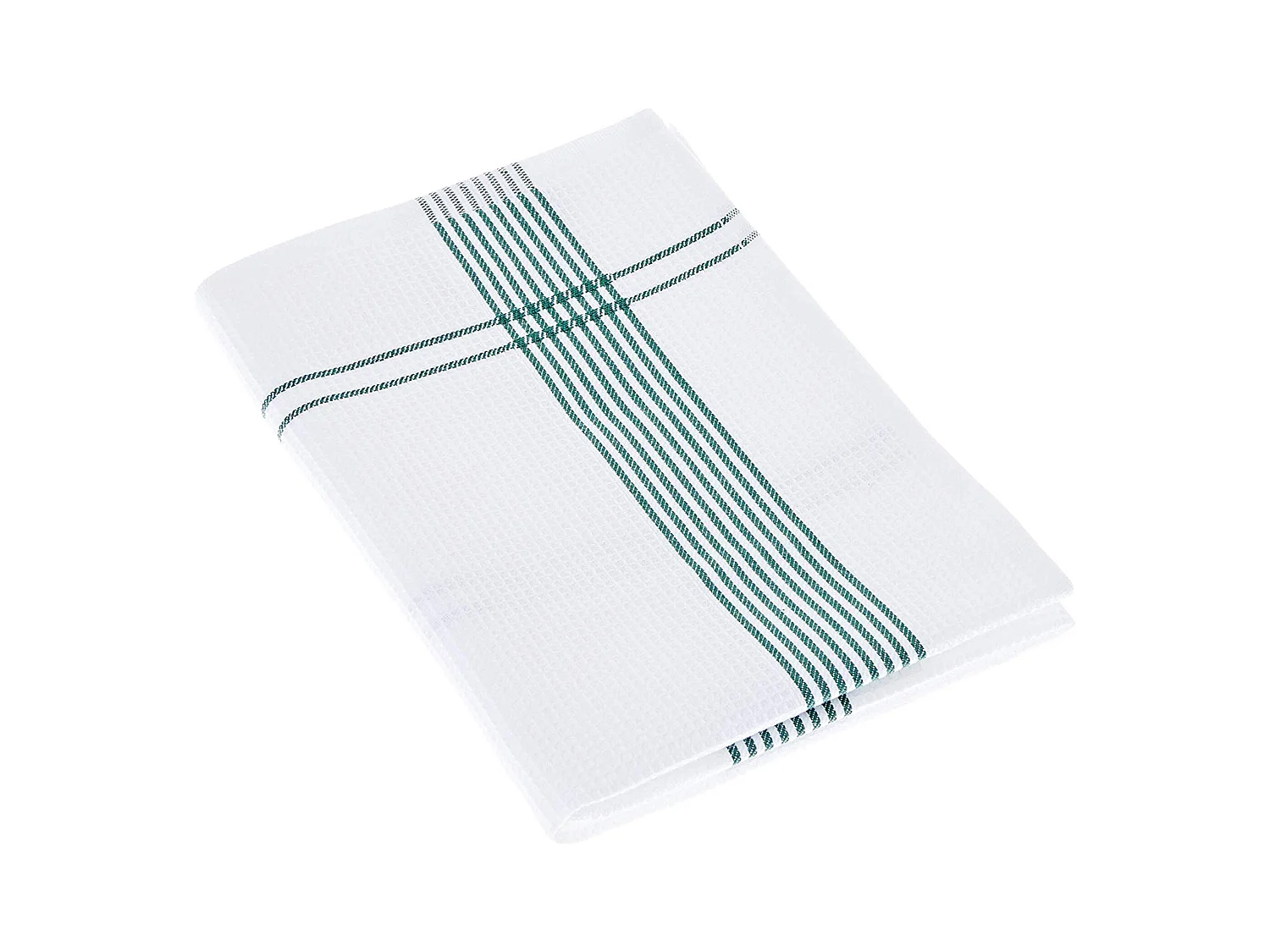 Torchon de cuisine 50x70 cm nid d'abeille WAFFLE PIQUET blanc filet vert
