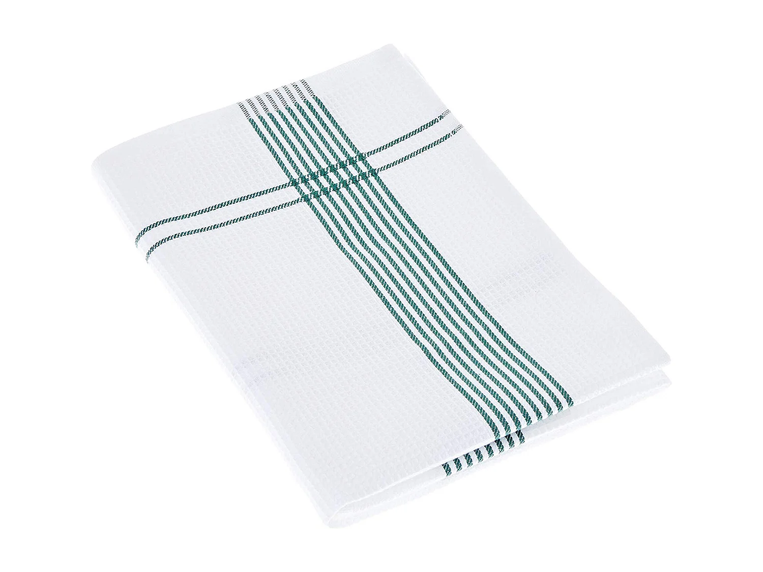 Torchon de cuisine 50x70 cm nid d'abeille WAFFLE PIQUET blanc filet vert