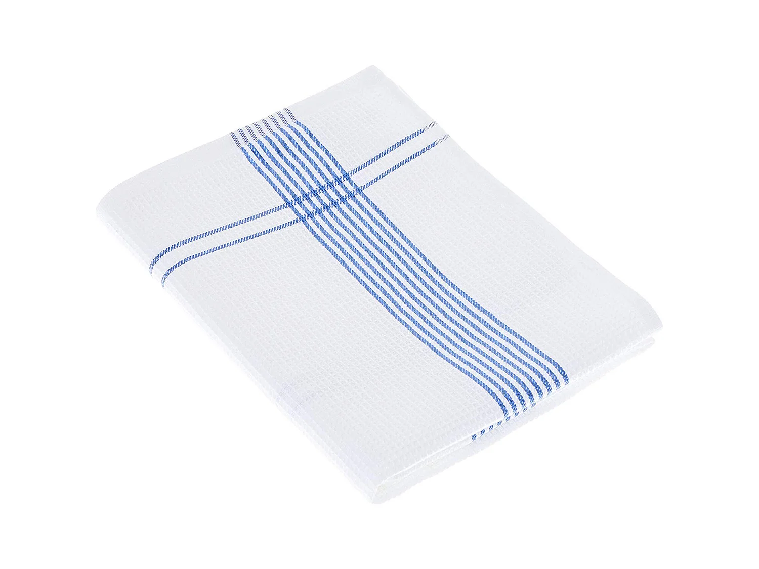 Torchon de cuisine 50x70 cm nid d'abeille WAFFLE PIQUET blanc filet bleu