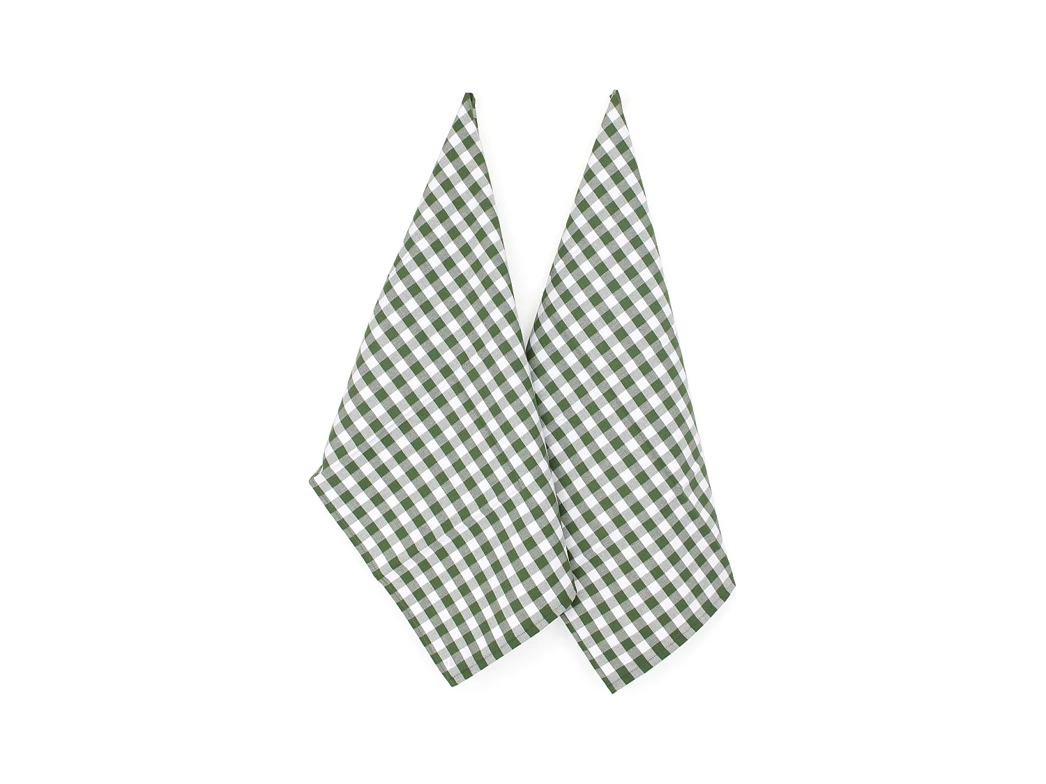 Lot de 2 torchons de cuisine toile 50x70 cm SQUARES VICHY vert kaki