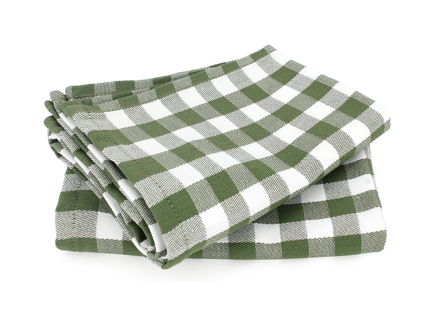 Lot de 2 torchons de cuisine toile 50x70 cm SQUARES VICHY vert kaki