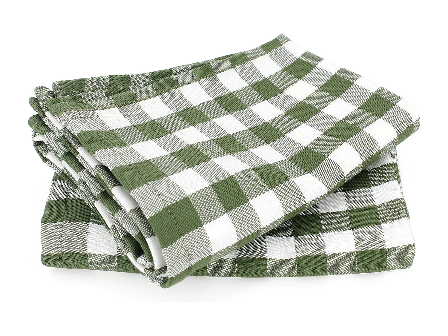 Lot de 2 torchons de cuisine toile 50x70 cm SQUARES VICHY vert kaki
