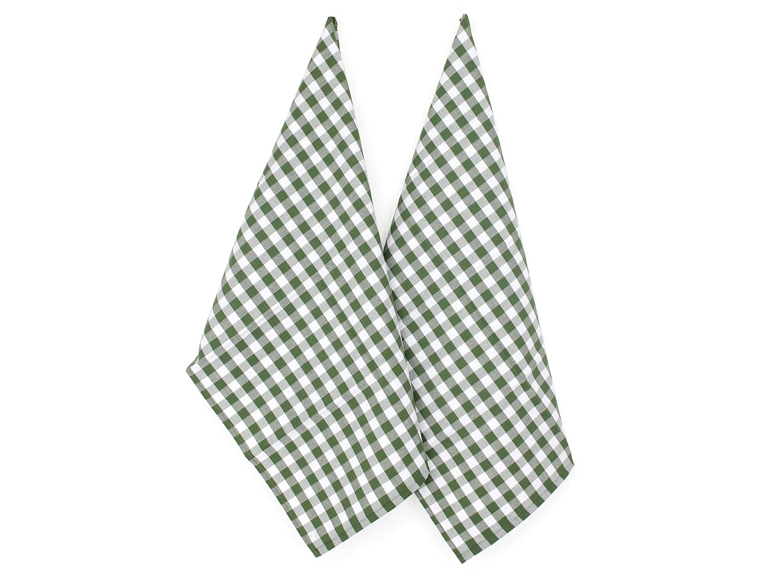 Lot de 2 torchons de cuisine toile 50x70 cm SQUARES VICHY vert kaki