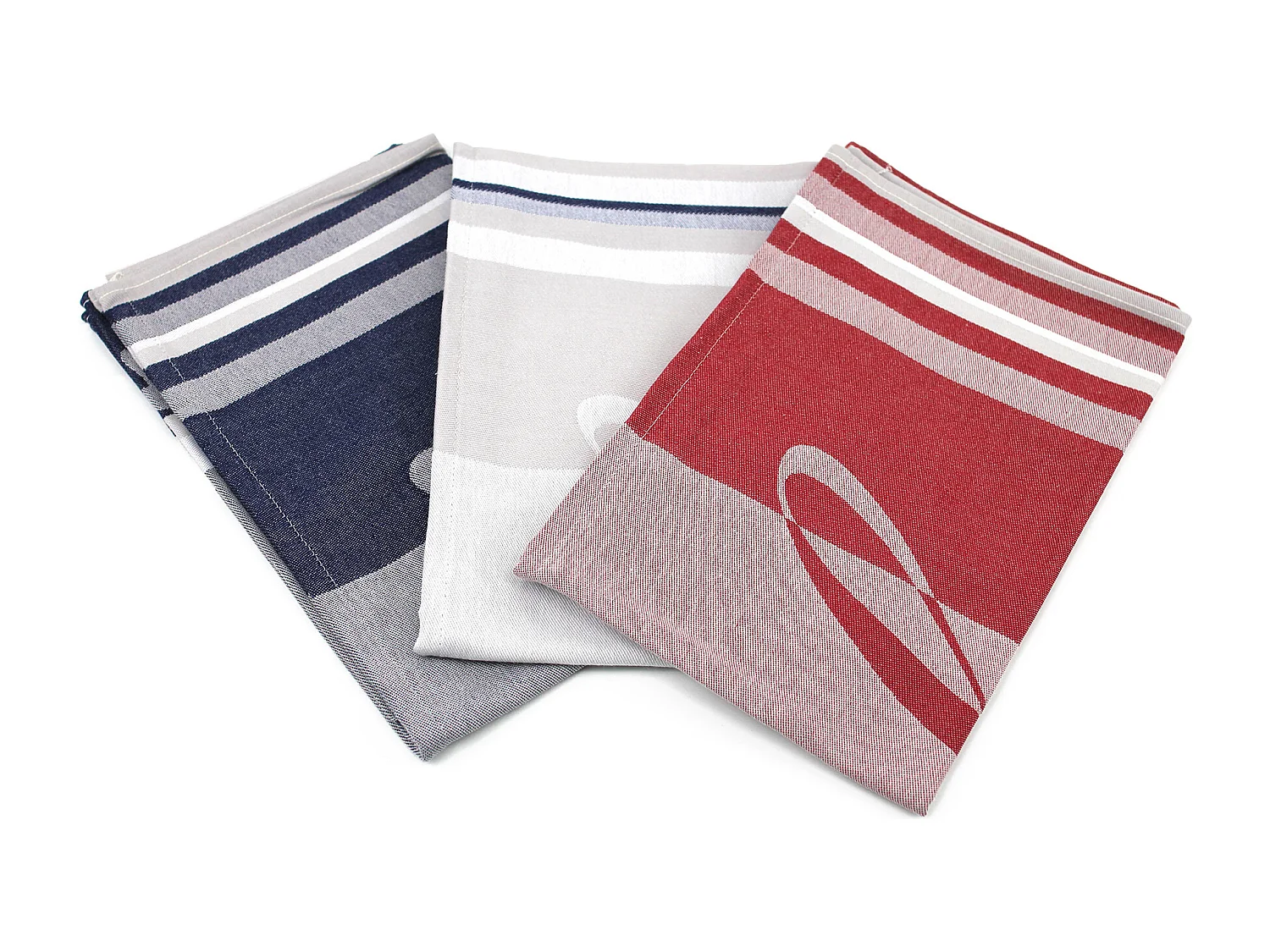 Lot de 3 torchons de cuisine jacquard Anne-de-Solène Marianne Bleu Blanc et rouge