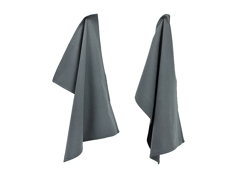 Lot de 2 torchons de cuisine 50x70 cm toile PURE KITCHEN TEA TOWEL Gris