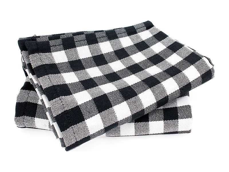 Lot de 2 torchons de cuisine toile 50x70 cm SQUARES VICHY noir