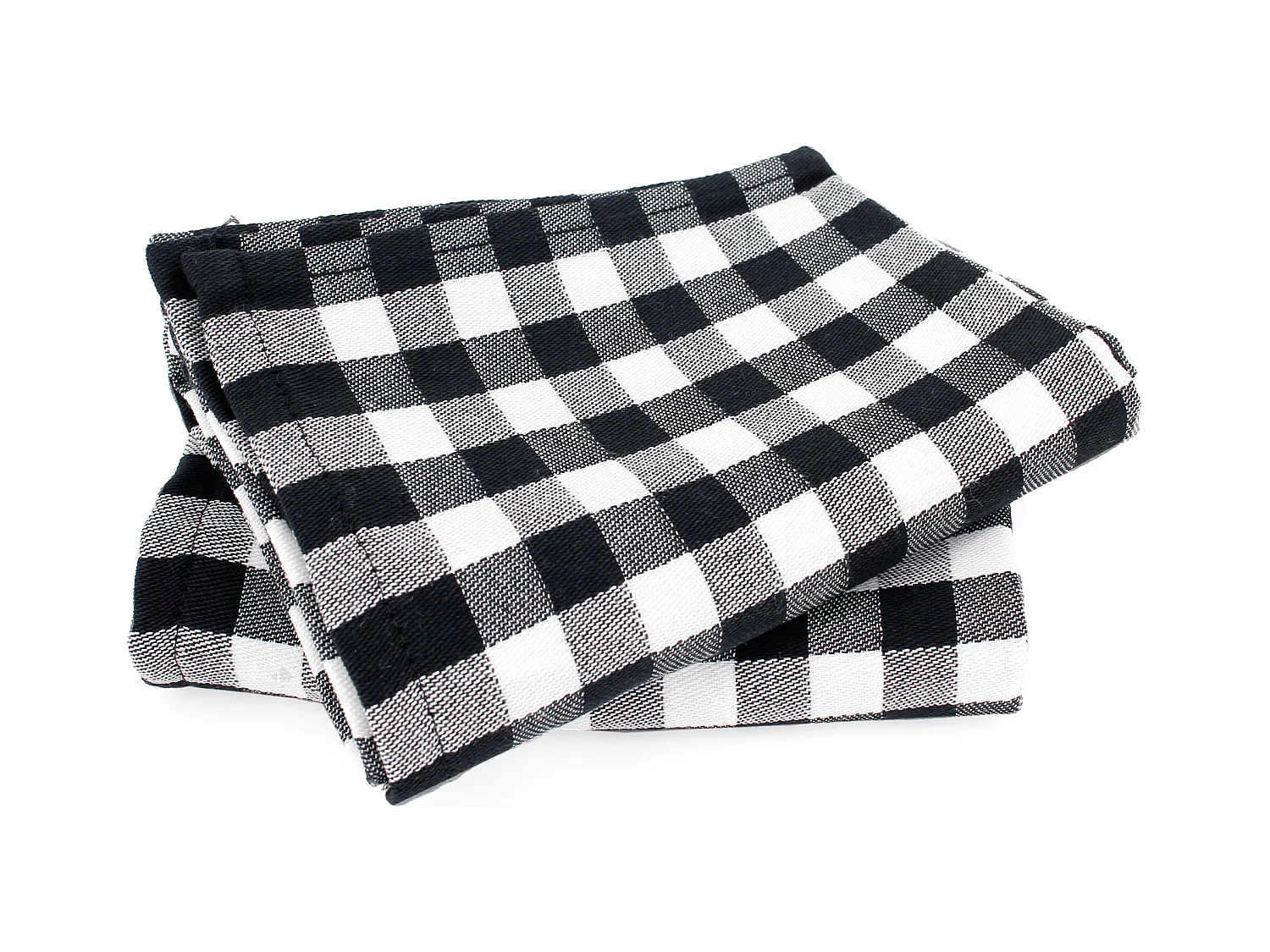 Lot de 2 torchons de cuisine toile 50x70 cm SQUARES VICHY noir