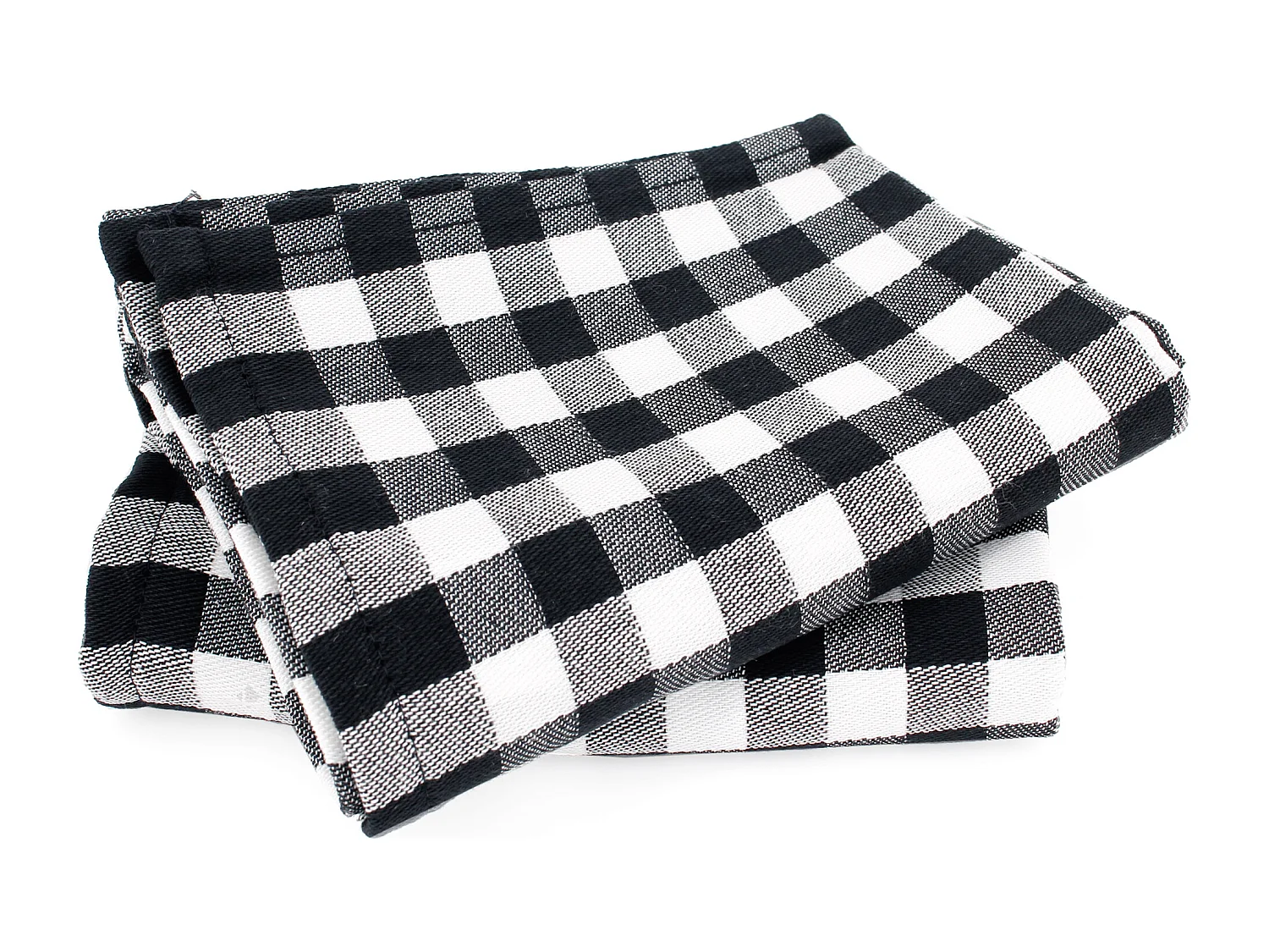 Lot de 2 torchons de cuisine toile 50x70 cm SQUARES VICHY noir