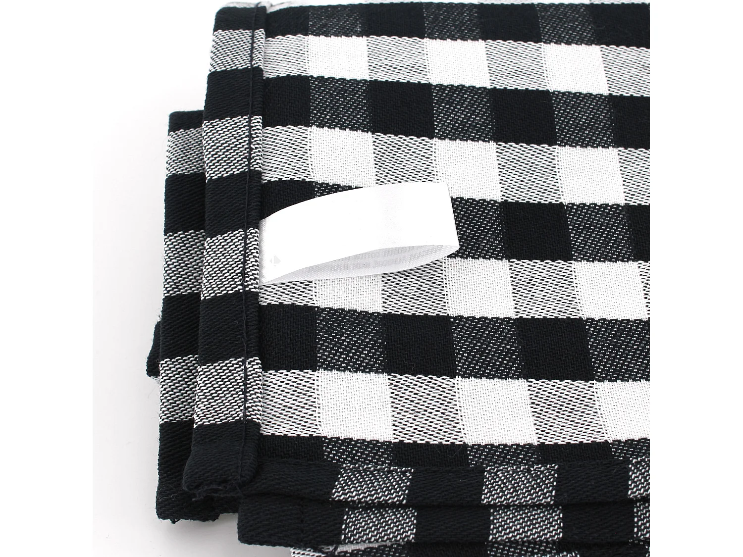 Lot de 2 torchons de cuisine toile 50x70 cm SQUARES VICHY noir