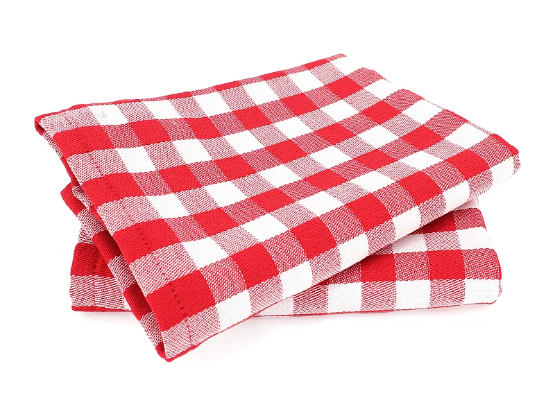 Lot de 2 torchons de cuisine toile 50x70 cm SQUARES VICHY rouge