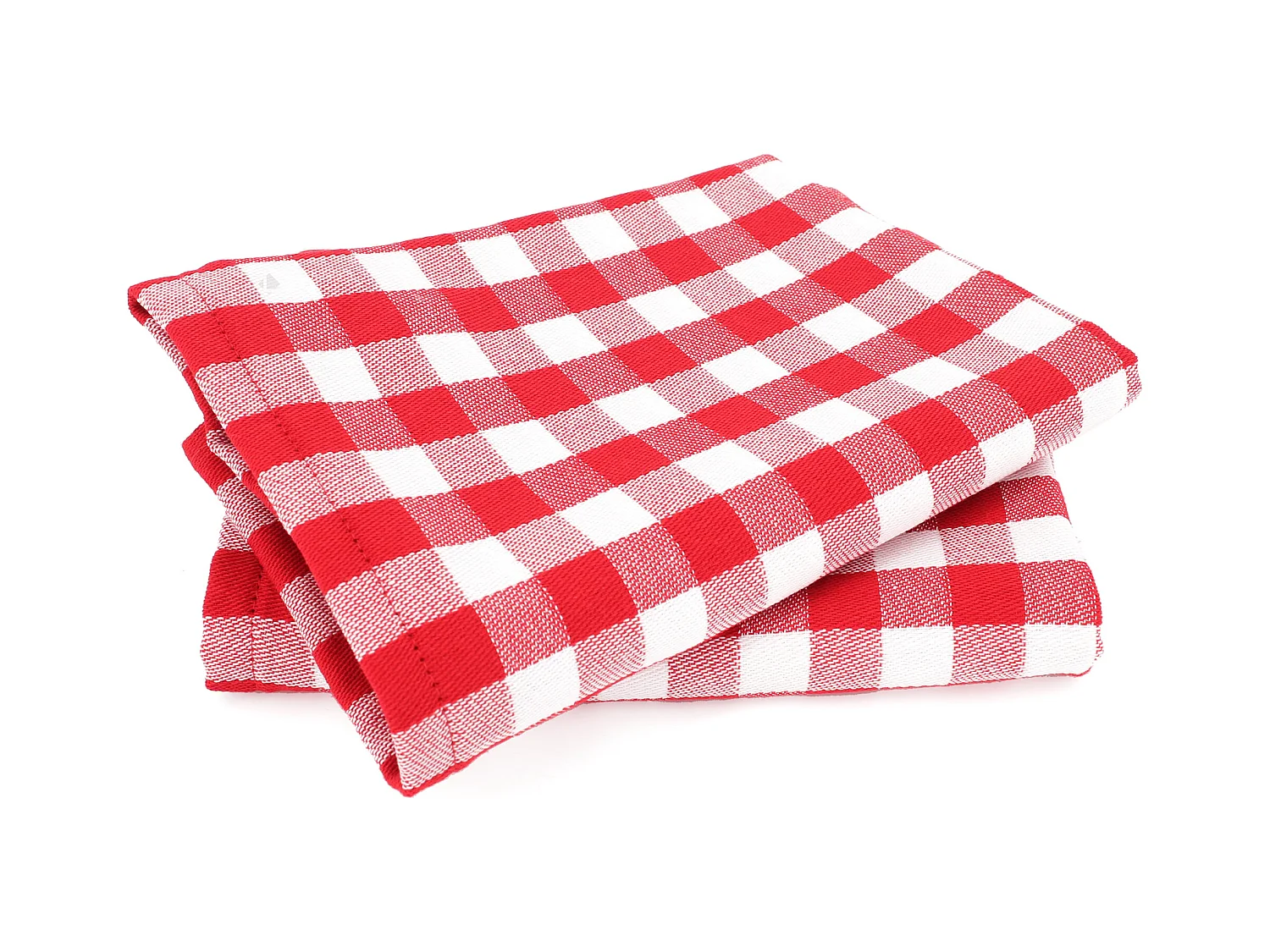 Lot de 2 torchons de cuisine toile 50x70 cm SQUARES VICHY rouge