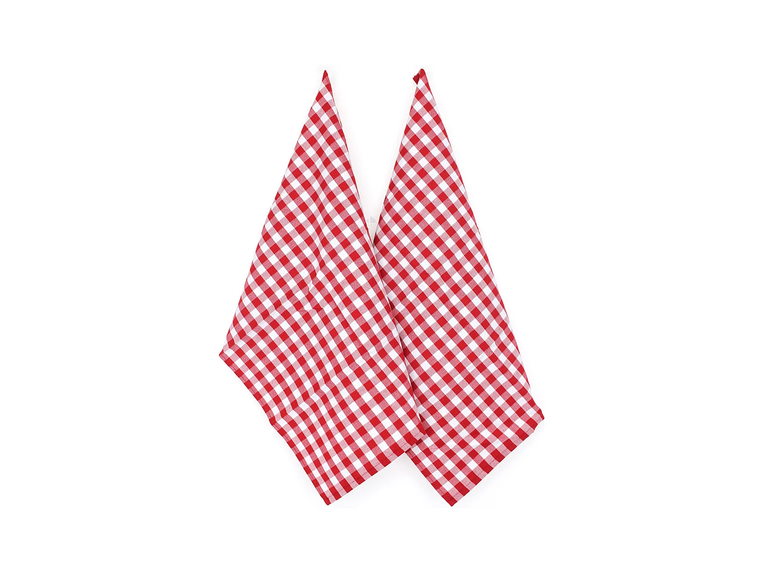 Lot de 2 torchons de cuisine toile 50x70 cm SQUARES VICHY rouge