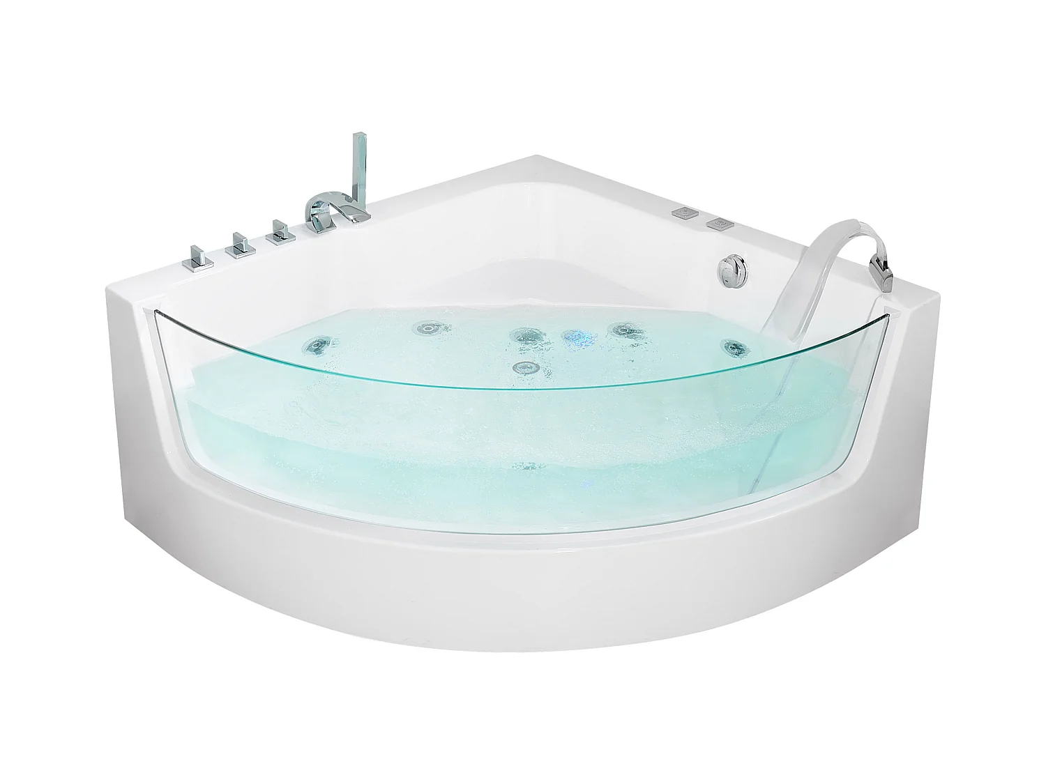 Baignoire d'angle à remous avec LED MARINA 190 x 135 cm Blanc
