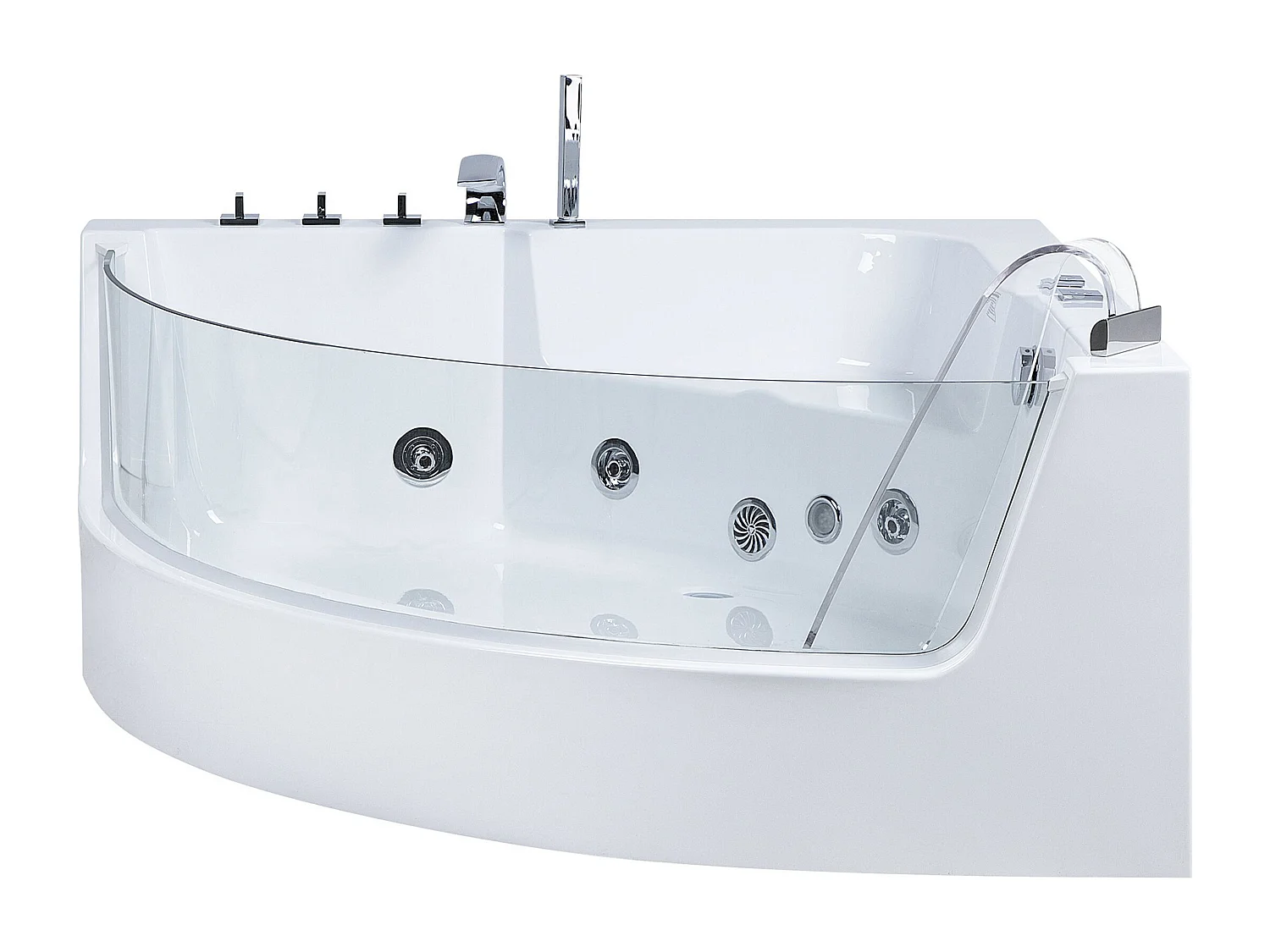 Baignoire d'angle à remous avec LED MARINA 190 x 135 cm Blanc