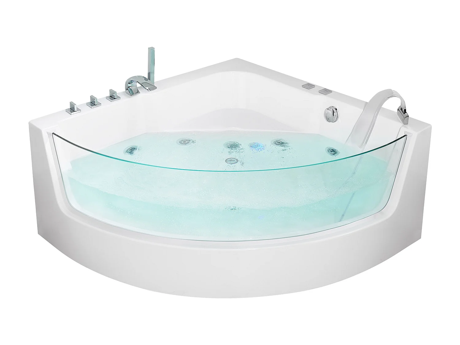 Hoek bubbelbad met LED MARINA 190 x 135 cm Wit