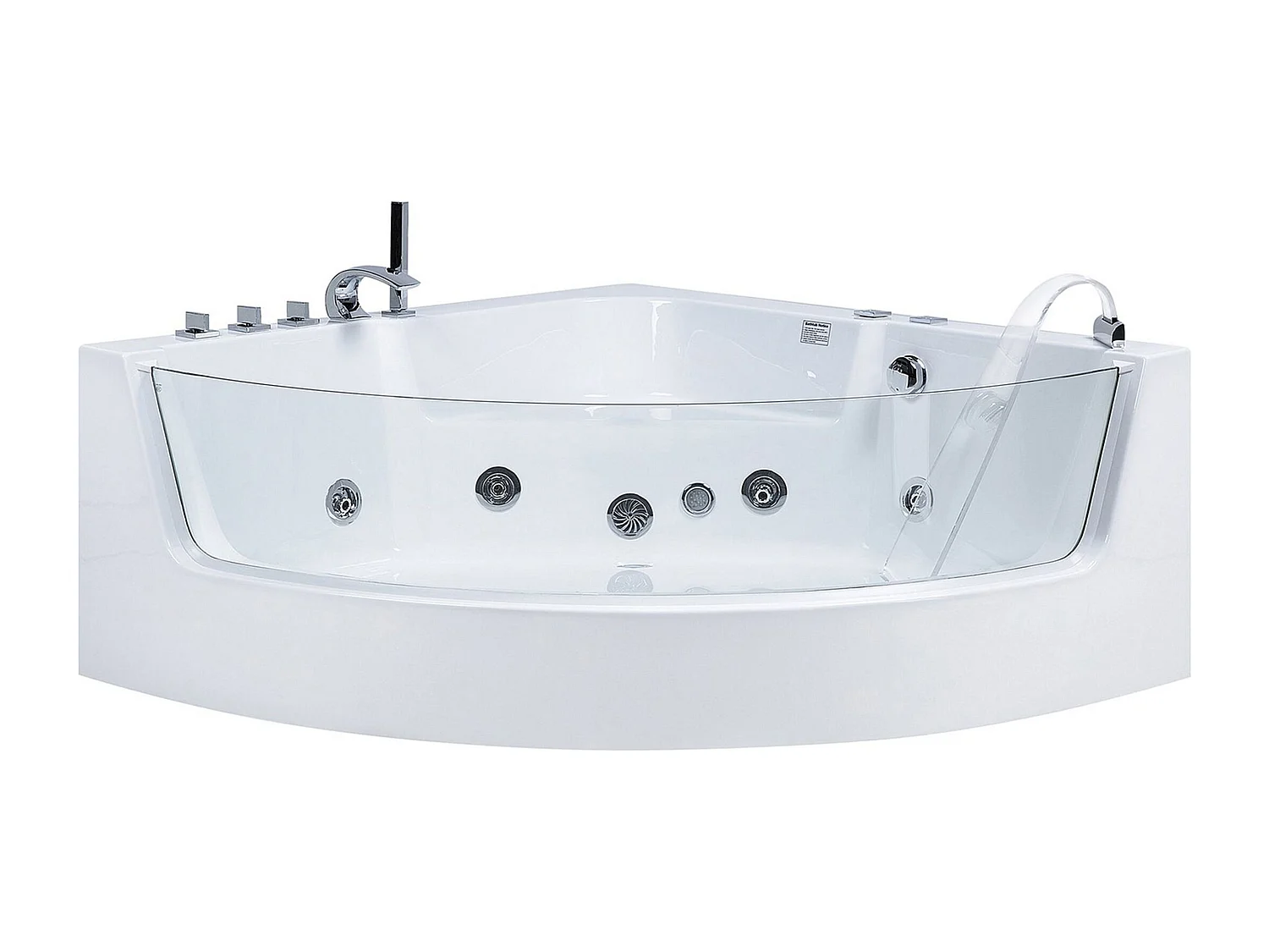 Hoek bubbelbad met LED MARINA 190 x 135 cm Wit