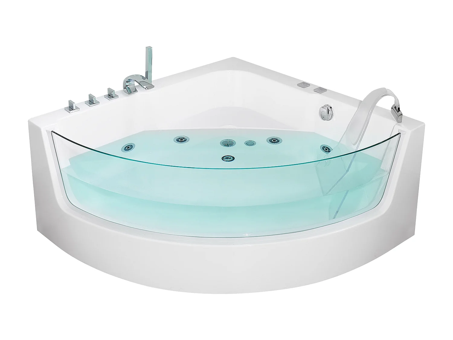 Baignoire d'angle à remous avec LED MARINA 190 x 135 cm Blanc