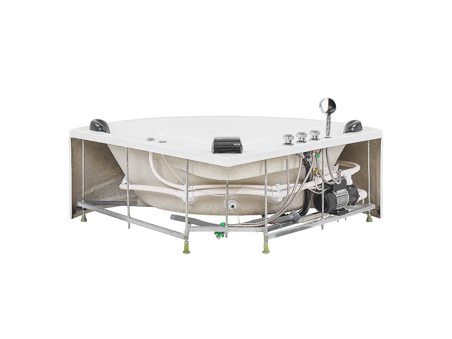 Hoek bubbelbad met LED BARACOA 197 x 140 cm Wit