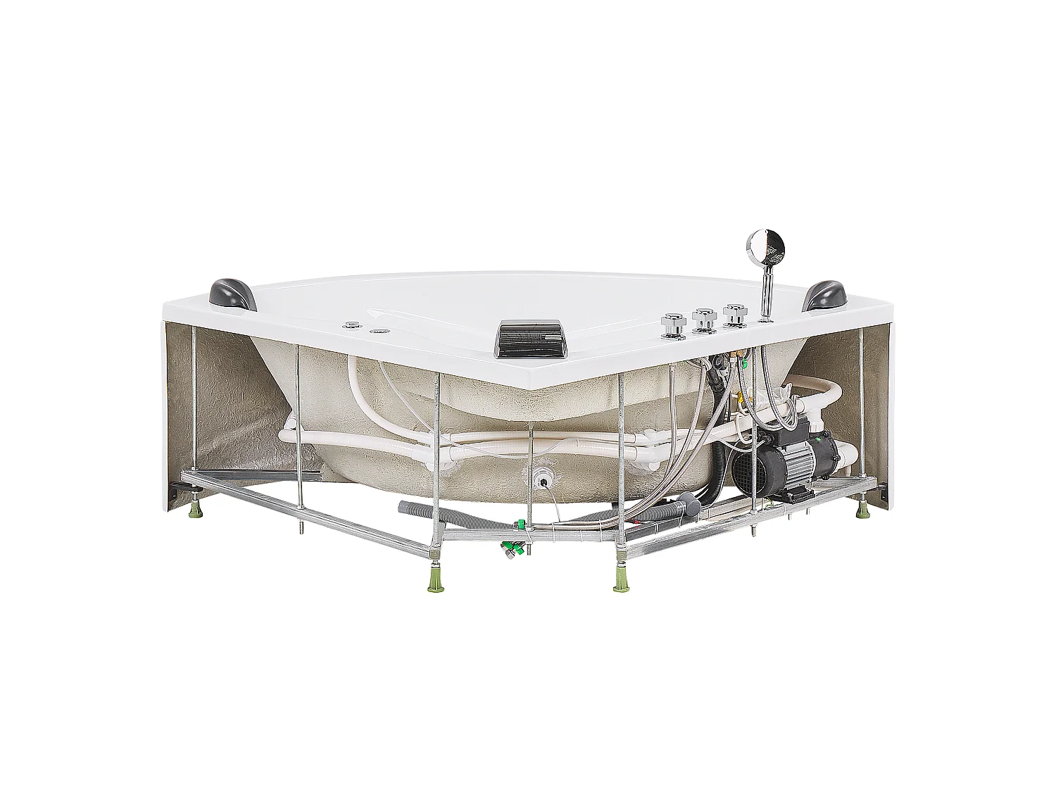 Hoek bubbelbad met LED BARACOA 197 x 140 cm Wit