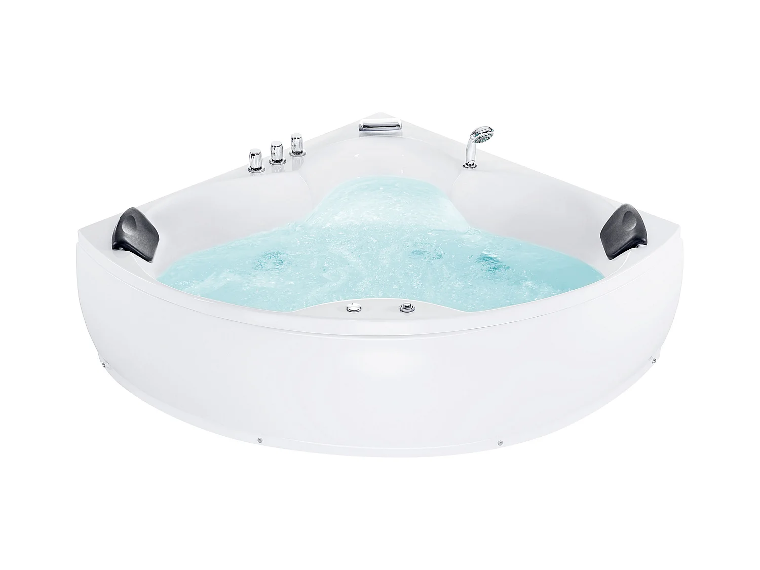 Whirlpool Badewanne Eckmodell mit LED SENADO 205 x 150 cm Weiss