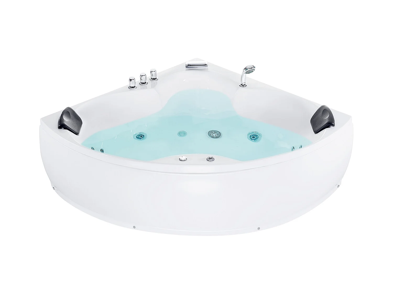 Whirlpool Badewanne Eckmodell mit LED SENADO 205 x 150 cm Weiss