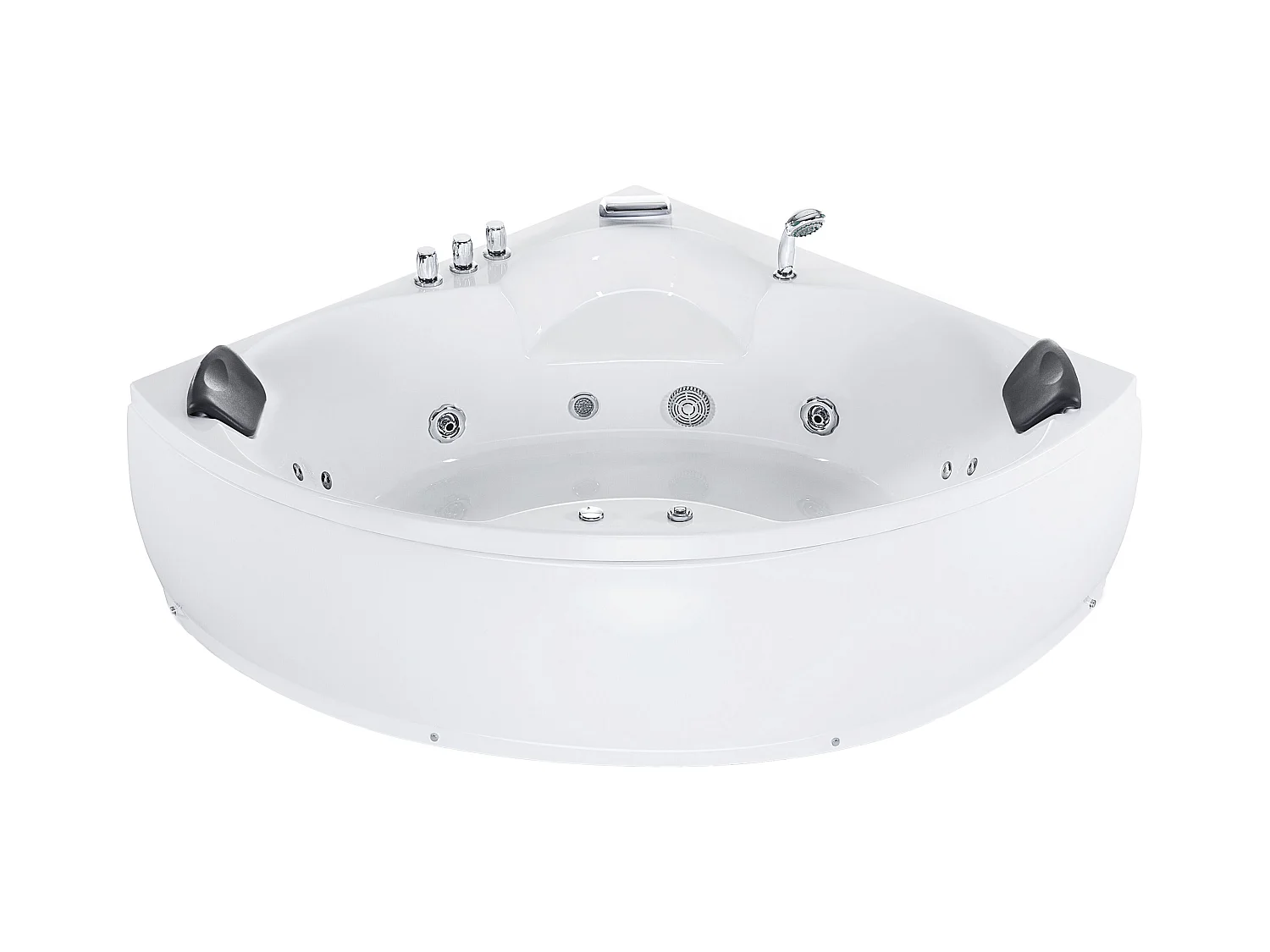 Whirlpool Badewanne Eckmodell mit LED SENADO 205 x 150 cm Weiss