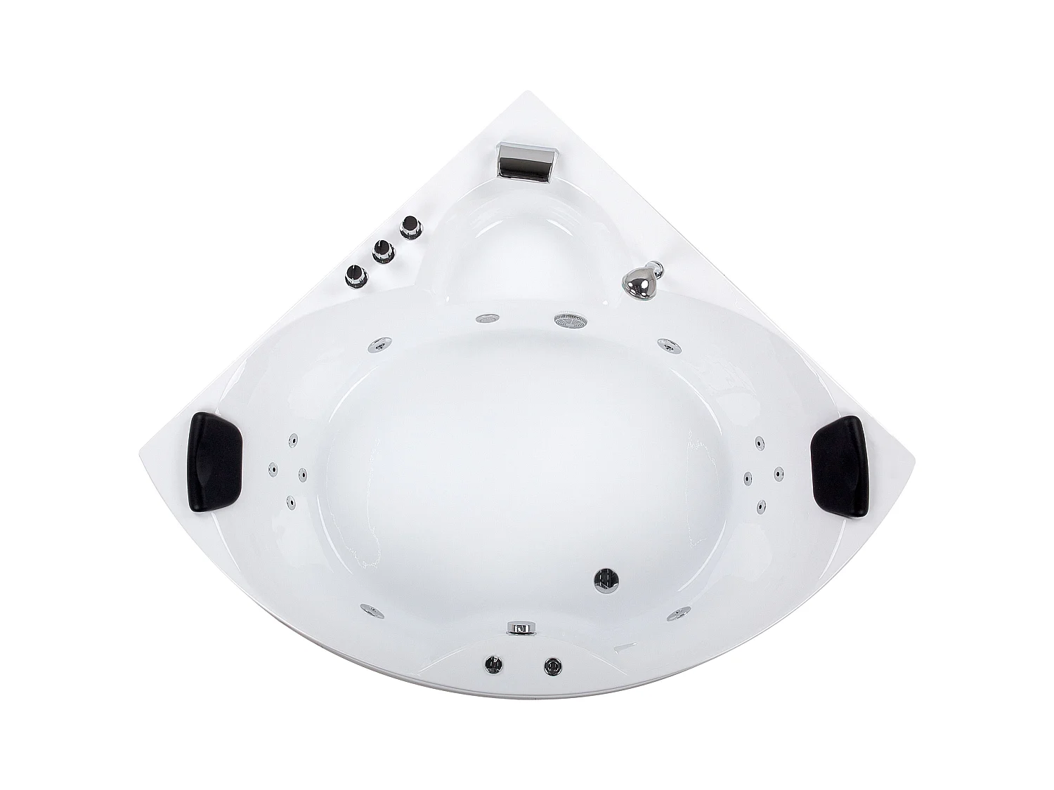 Whirlpool Badewanne Eckmodell mit LED SENADO 205 x 150 cm Weiss