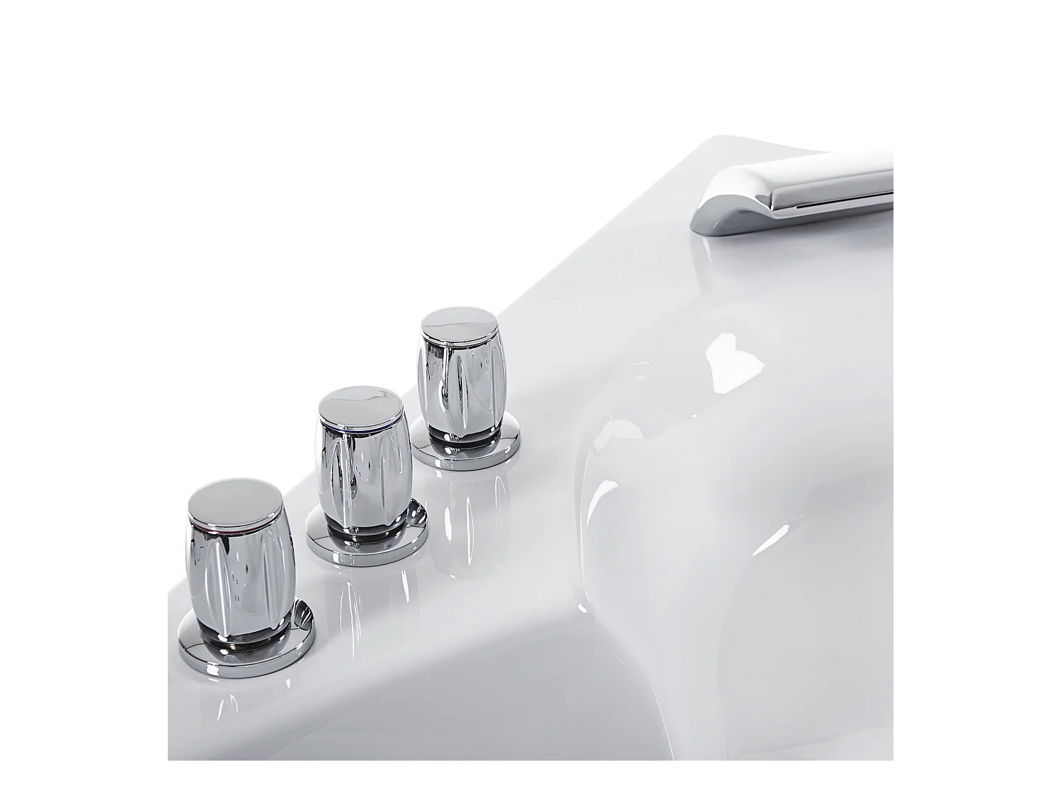 Whirlpool Badewanne Eckmodell mit LED SENADO 205 x 150 cm Weiss