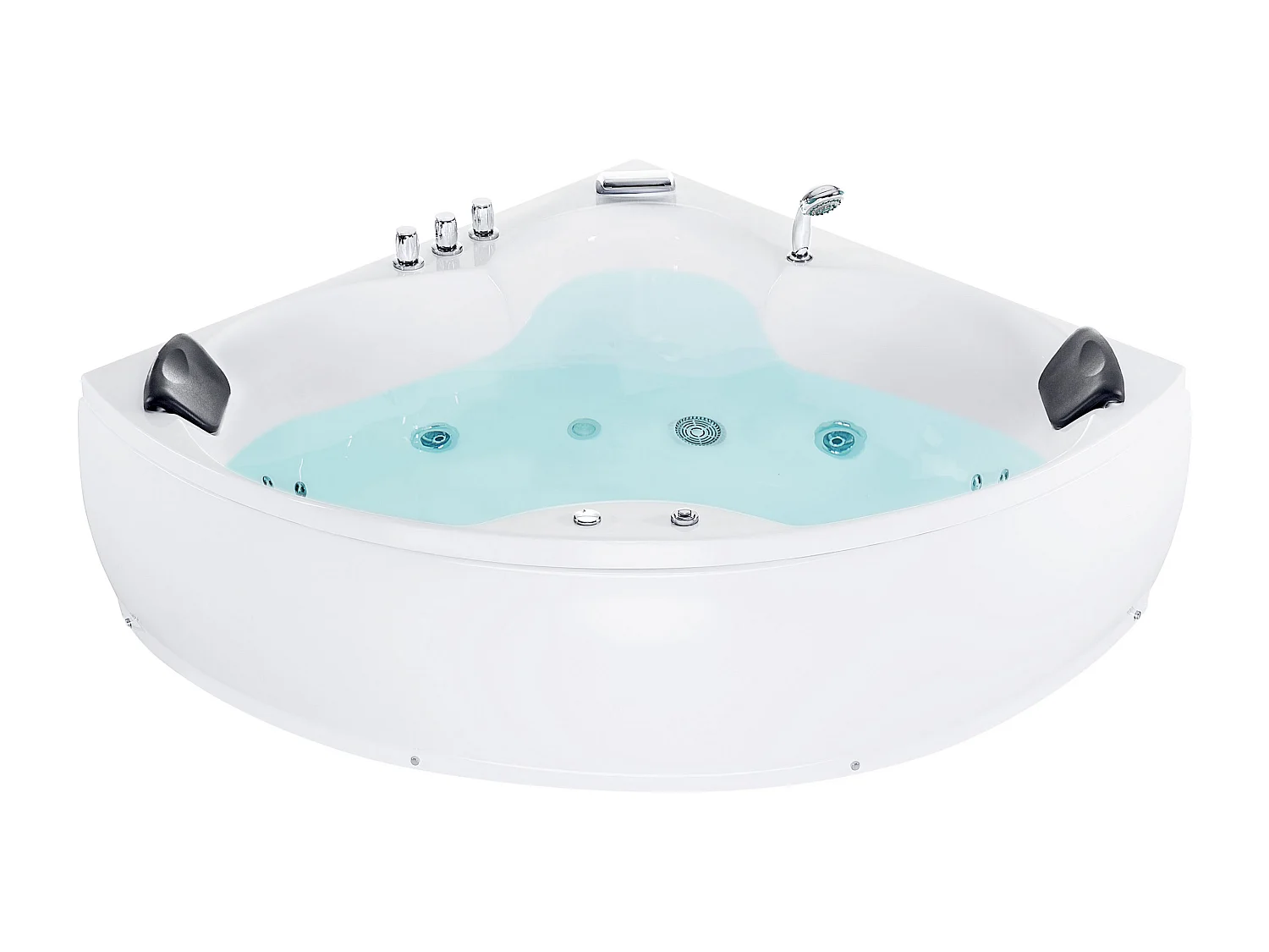 Hoek bubbelbad met LED SENADO 205 x 150 cm Wit