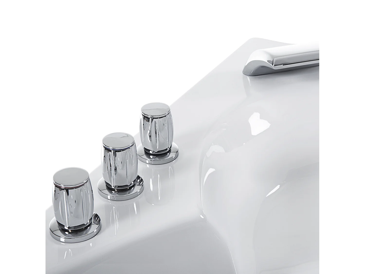 Hoek bubbelbad met LED SENADO 205 x 150 cm Wit