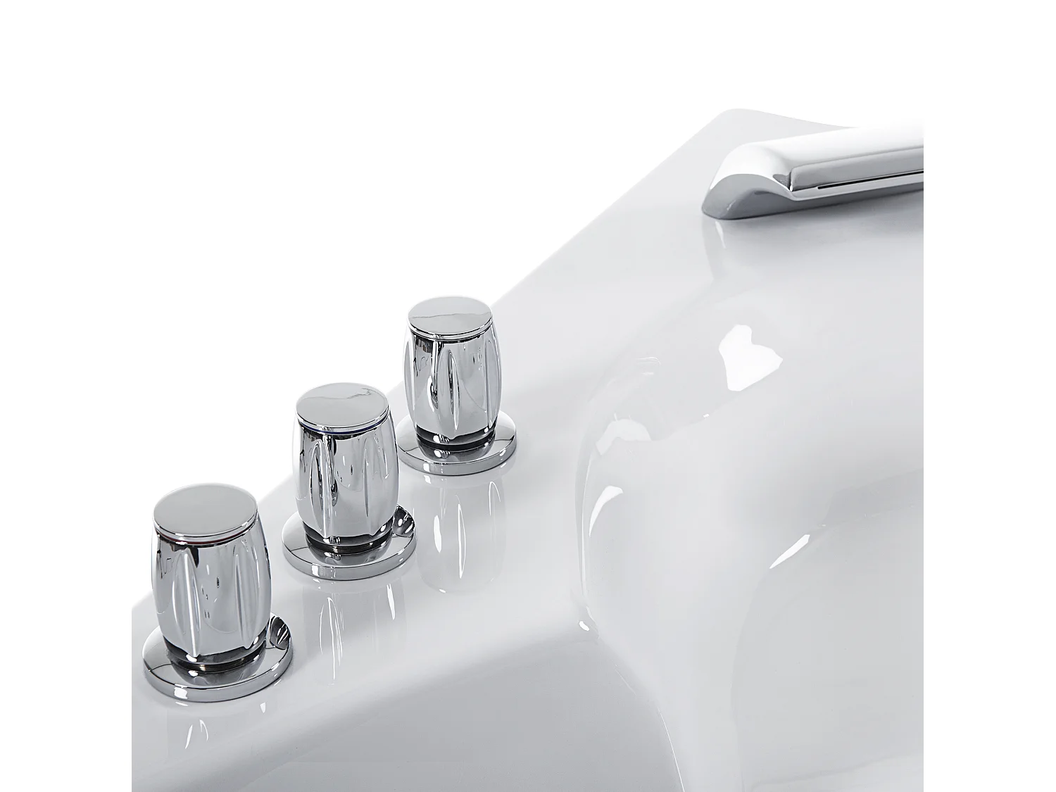 Wanna narożna z hydromasażem LED SENADO 205 x 150 cm Biały