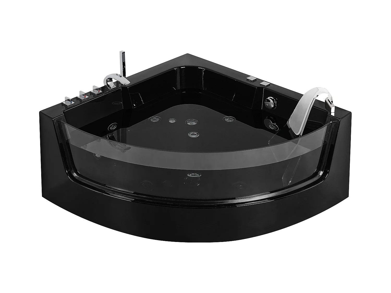 Hoek bubbelbad met LED MARINA 190 x 135 cm Zwart