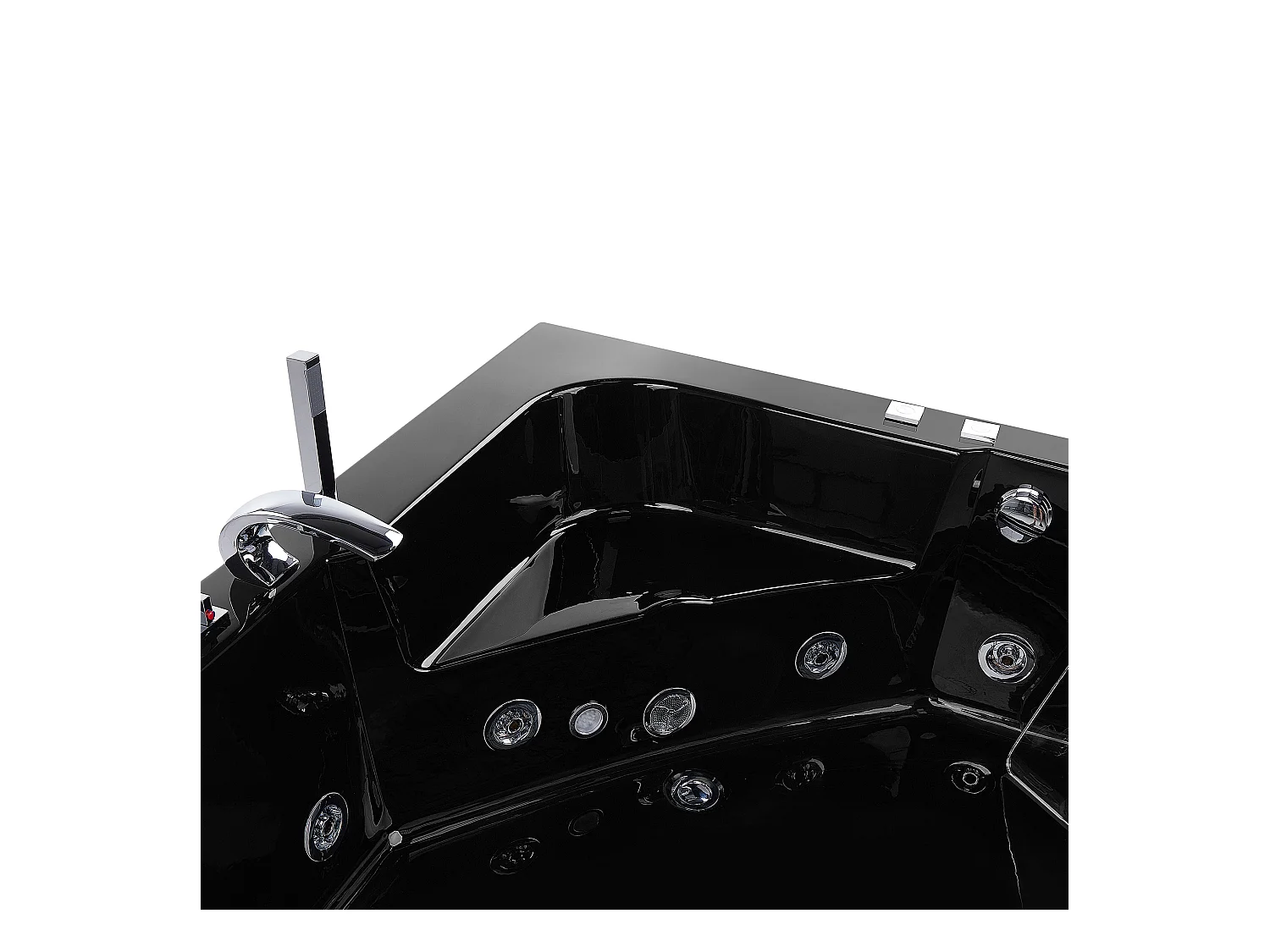 Hoek bubbelbad met LED MARINA 190 x 135 cm Zwart