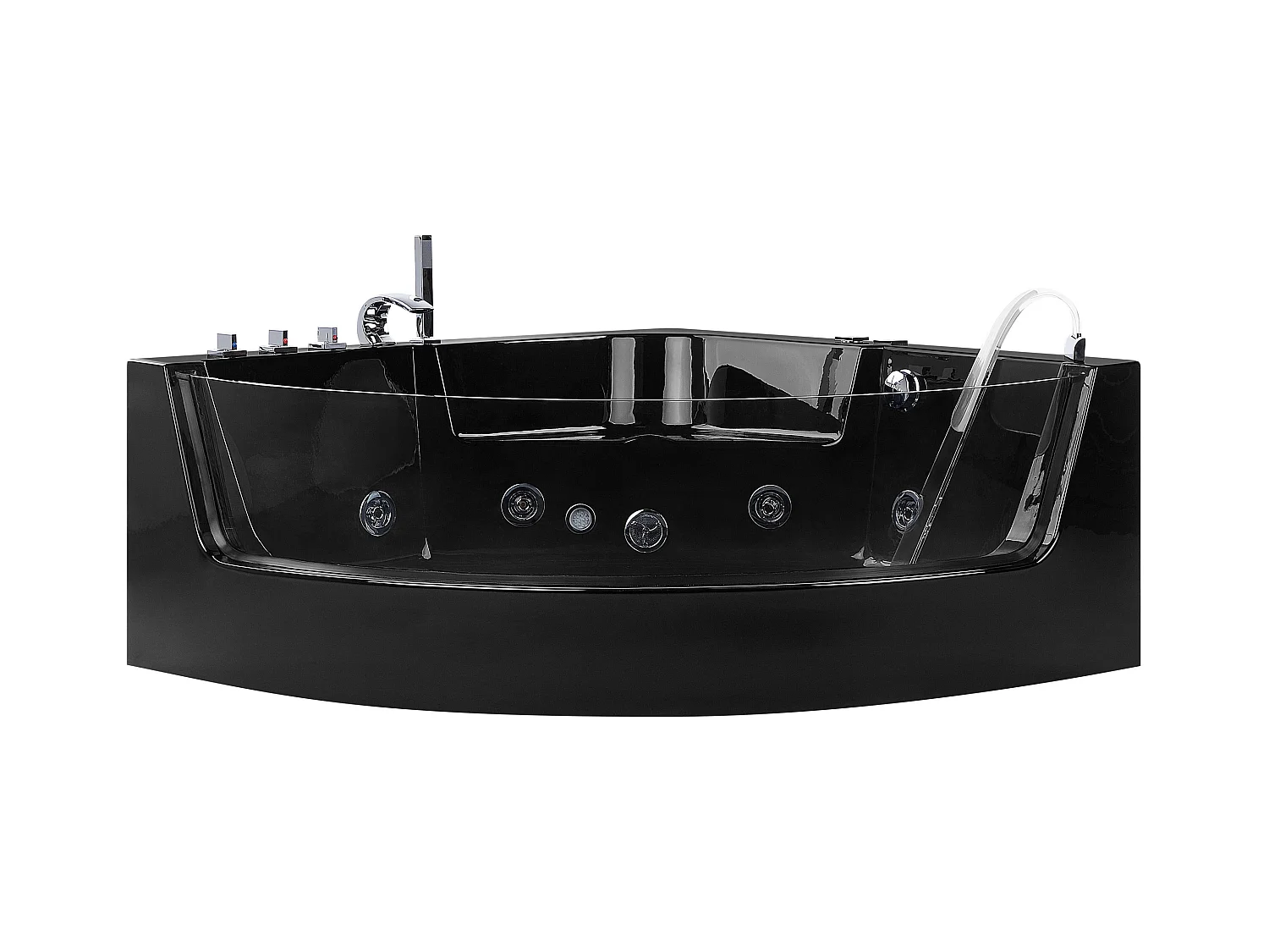 Baignoire d'angle à remous avec LED MARINA 190 x 135 cm Noir