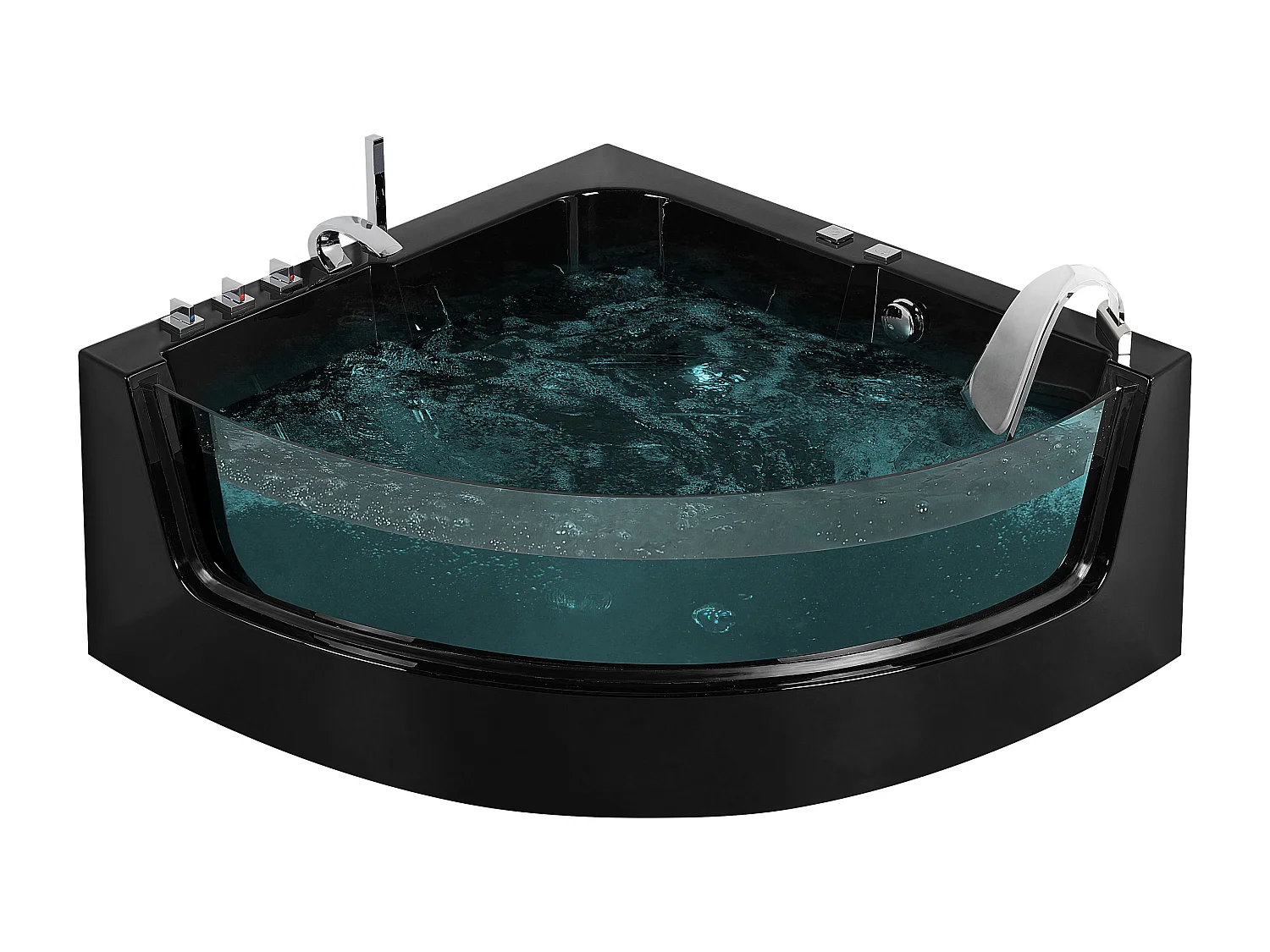 Baignoire d'angle à remous avec LED MARINA 190 x 135 cm Noir