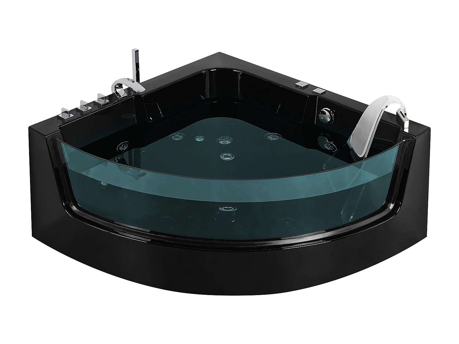 Baignoire d'angle à remous avec LED MARINA 190 x 135 cm Noir