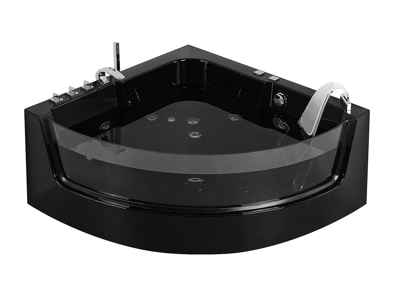 Baignoire d'angle à remous avec LED MARINA 190 x 135 cm Noir