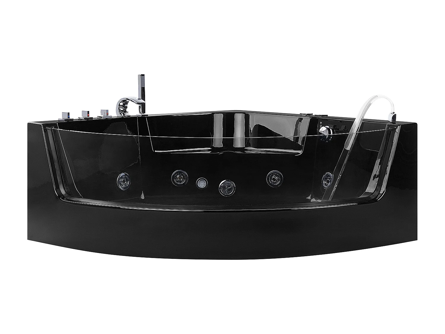 Baignoire d'angle à remous avec LED MARINA 190 x 135 cm Noir