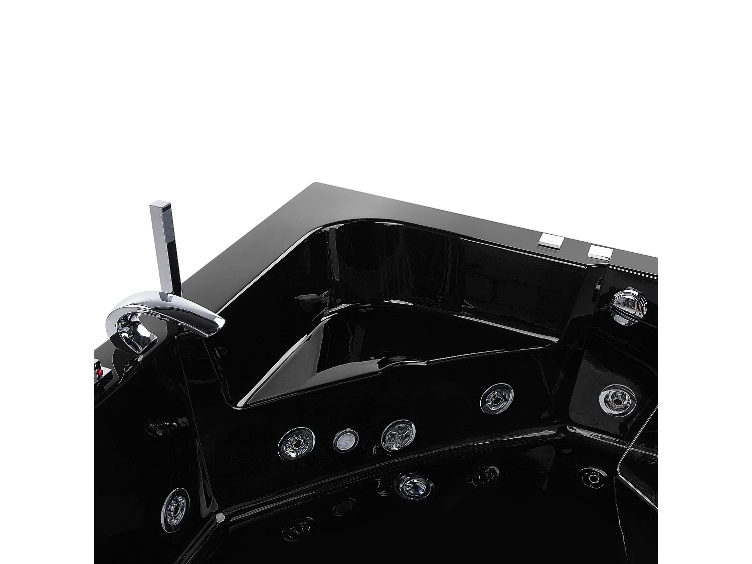 Baignoire d'angle à remous avec LED MARINA 190 x 135 cm Noir