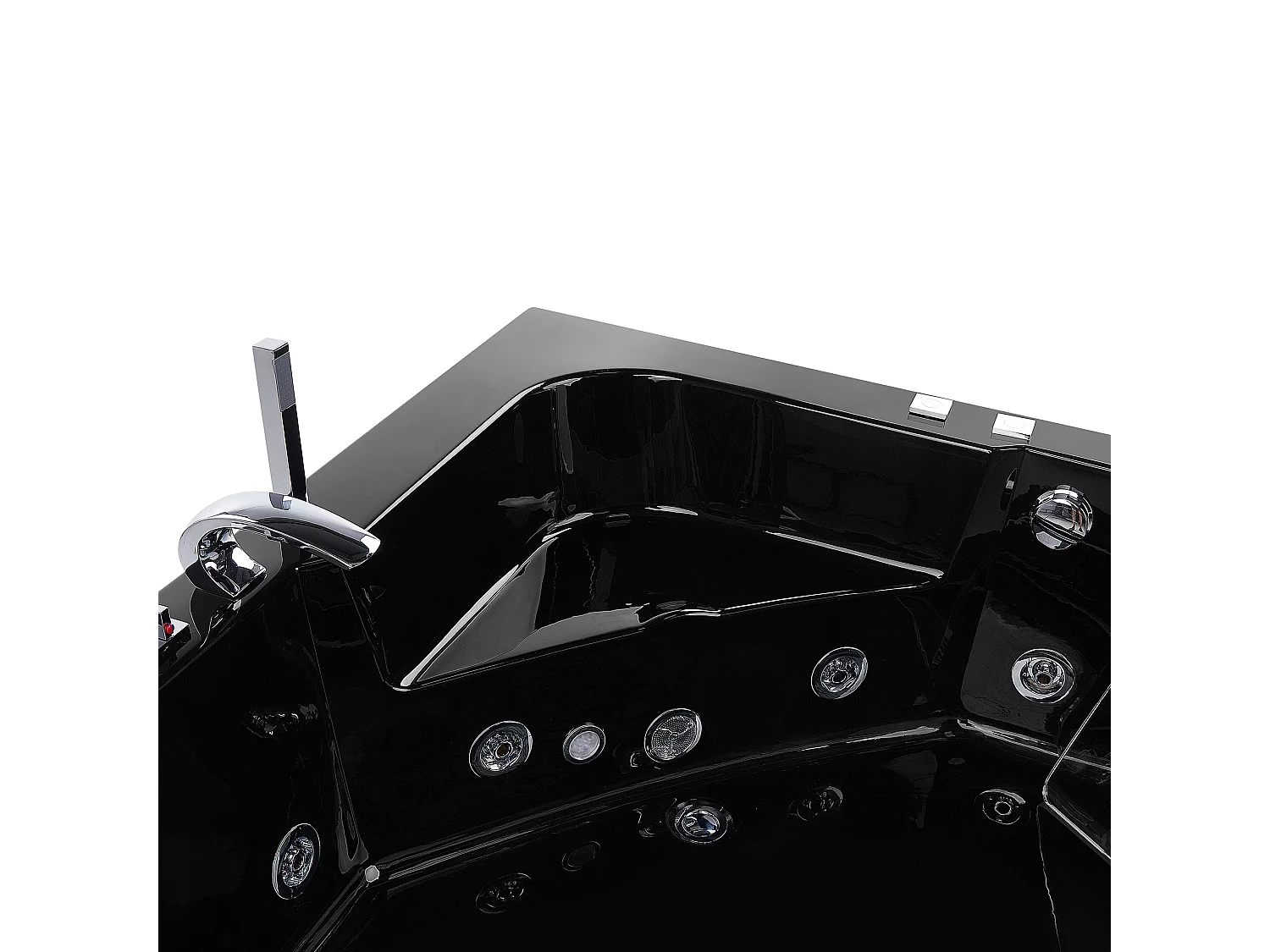 Hoek bubbelbad met LED MARINA 190 x 135 cm Zwart