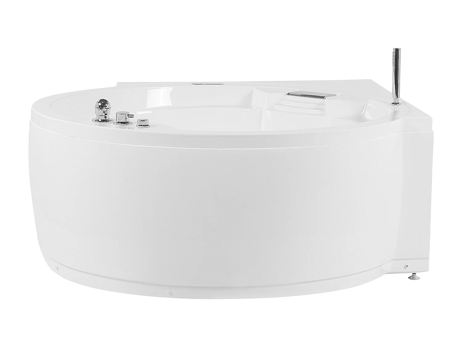 Baignoire d'angle à remous avec LED MILANO Avec haut-parleur Bluetooth intégré 181 x 150 cm Blanc