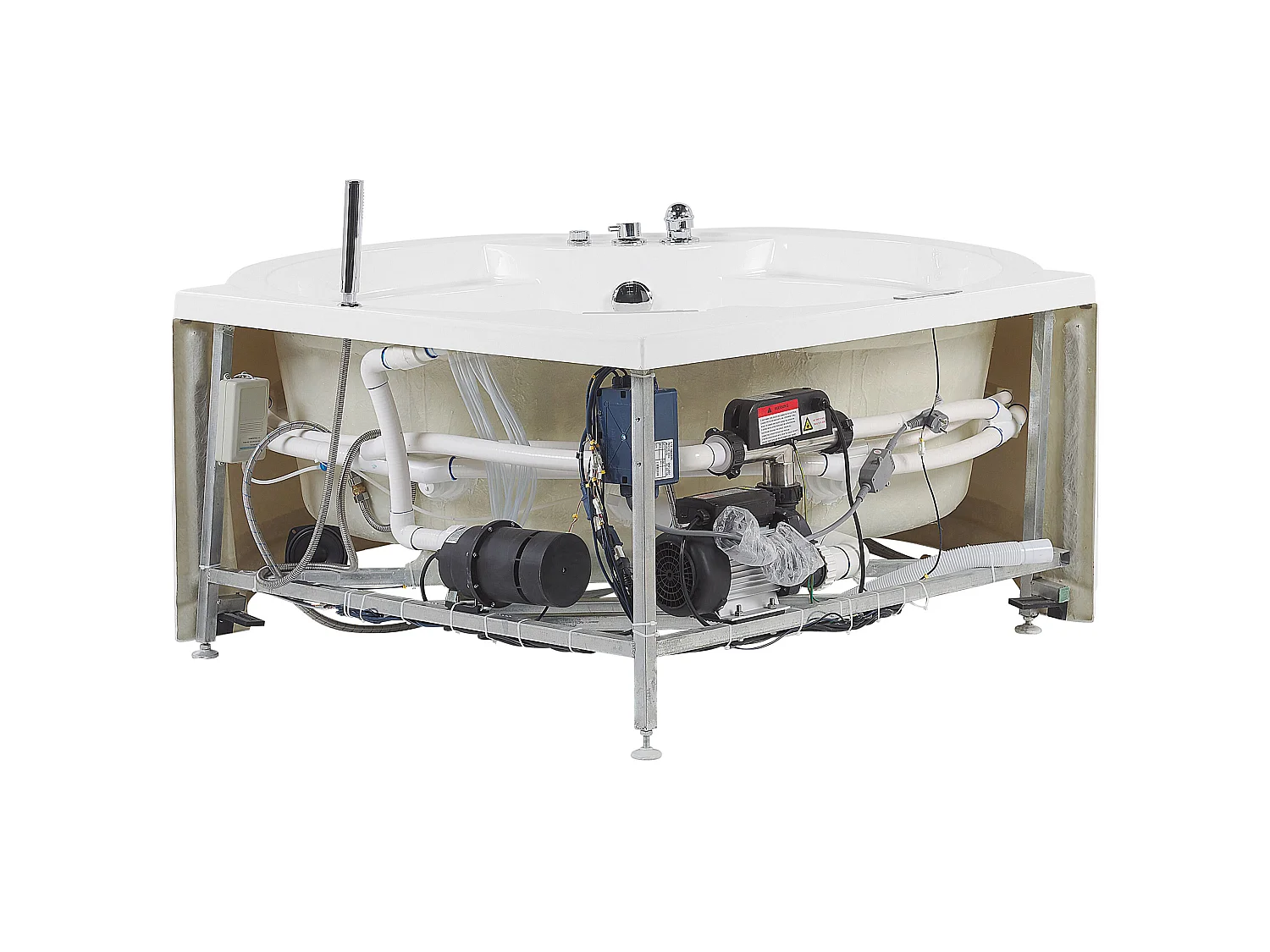 Baignoire d'angle à remous avec LED MILANO Avec haut-parleur Bluetooth intégré 181 x 150 cm Blanc