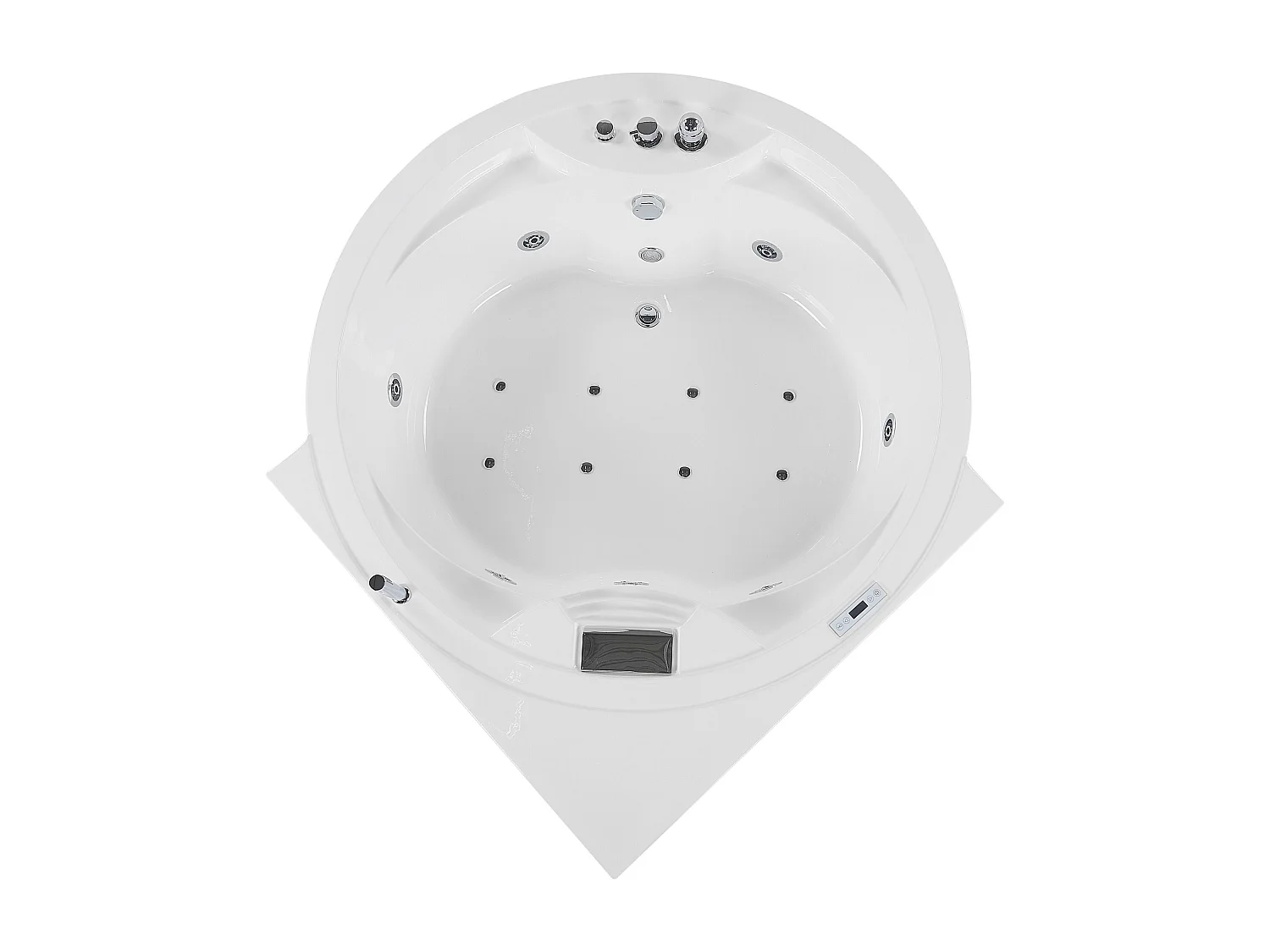 Baignoire d'angle à remous avec LED MILANO Avec haut-parleur Bluetooth intégré 181 x 150 cm Blanc