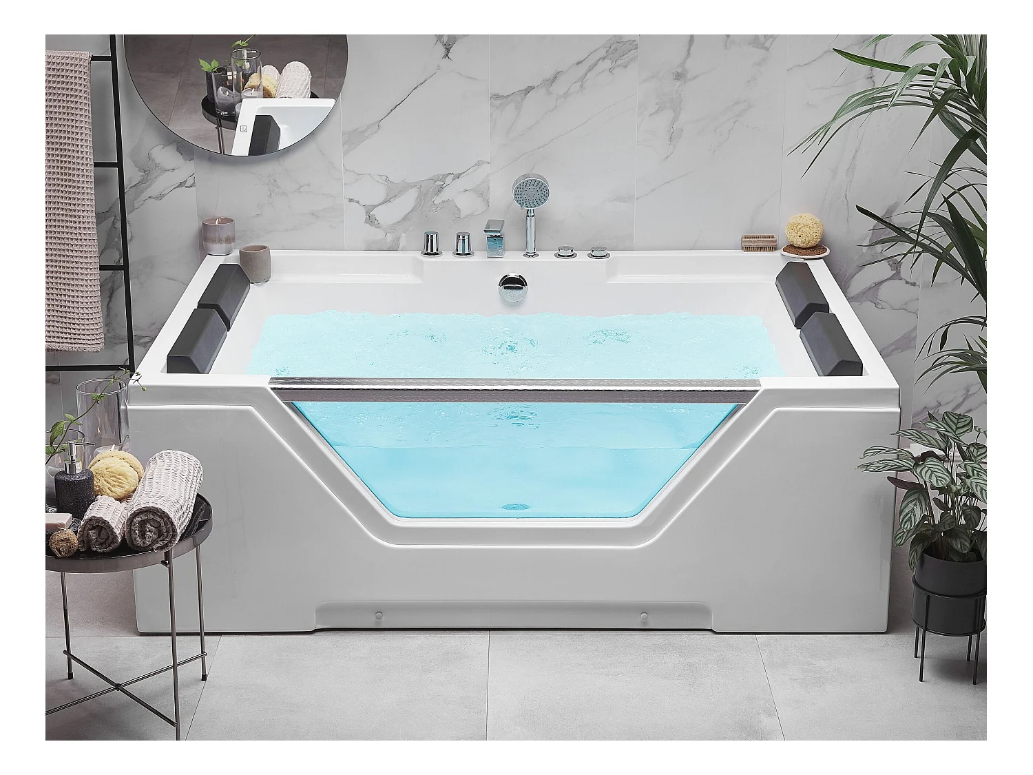 Vasca idromassaggio angolare HUARAZ 170 x 120 cm Bianco