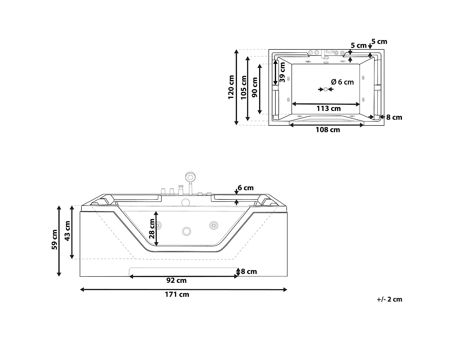 Vasca idromassaggio angolare HUARAZ 170 x 120 cm Bianco