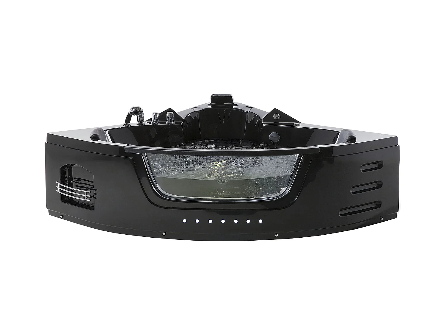 Baignoire d'angle à remous avec LED MARTINICA 214 x 155 cm Noir