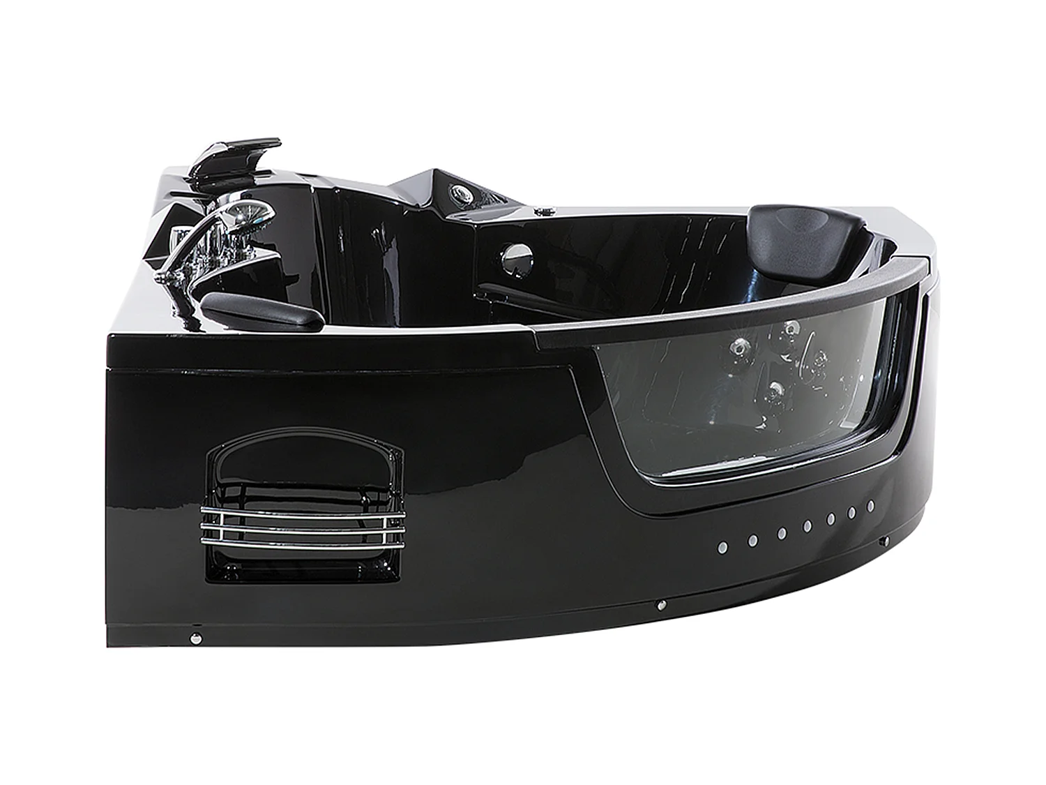 Baignoire d'angle à remous avec LED MARTINICA 214 x 155 cm Noir