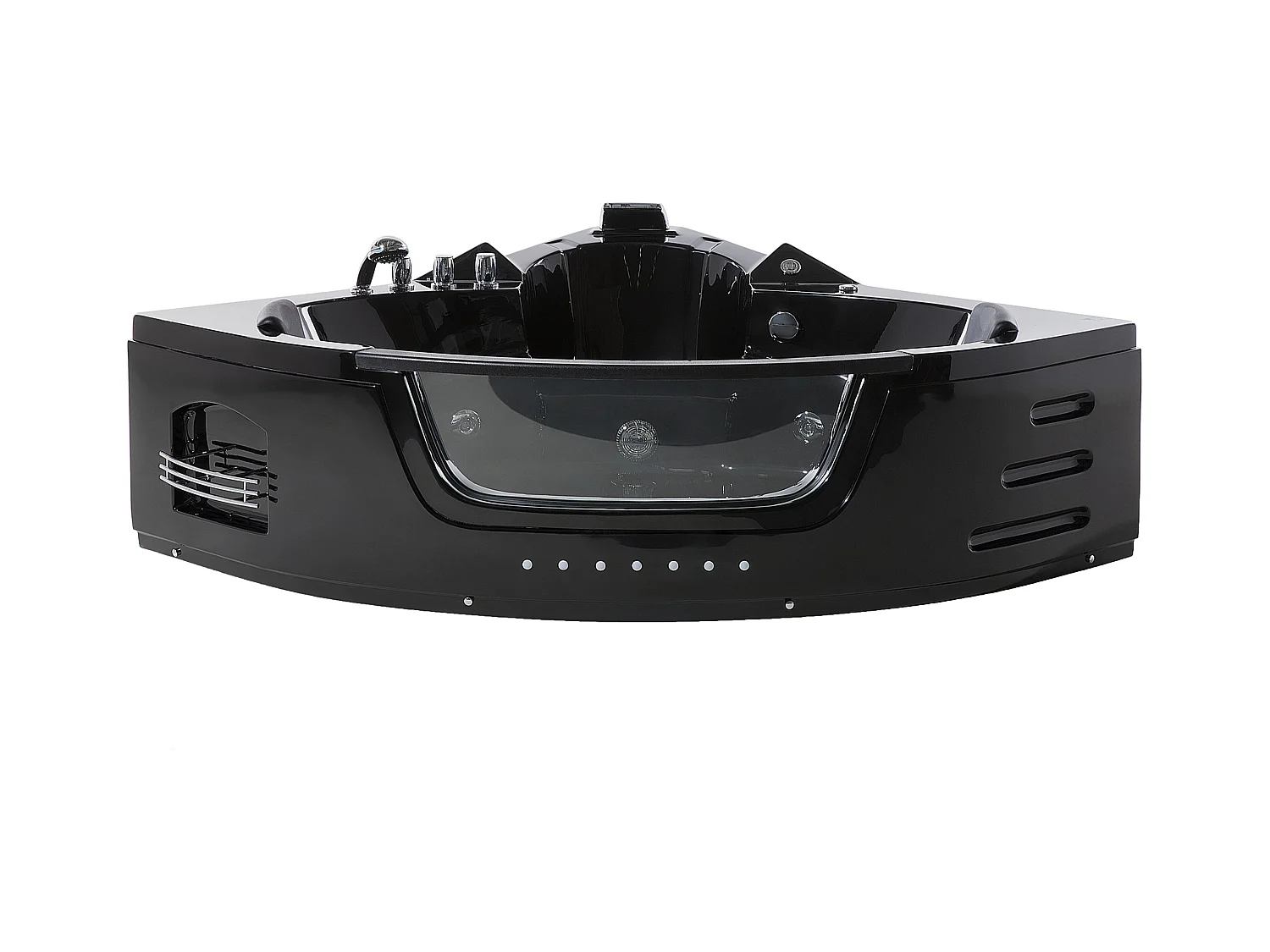 Baignoire d'angle à remous avec LED MARTINICA 214 x 155 cm Noir