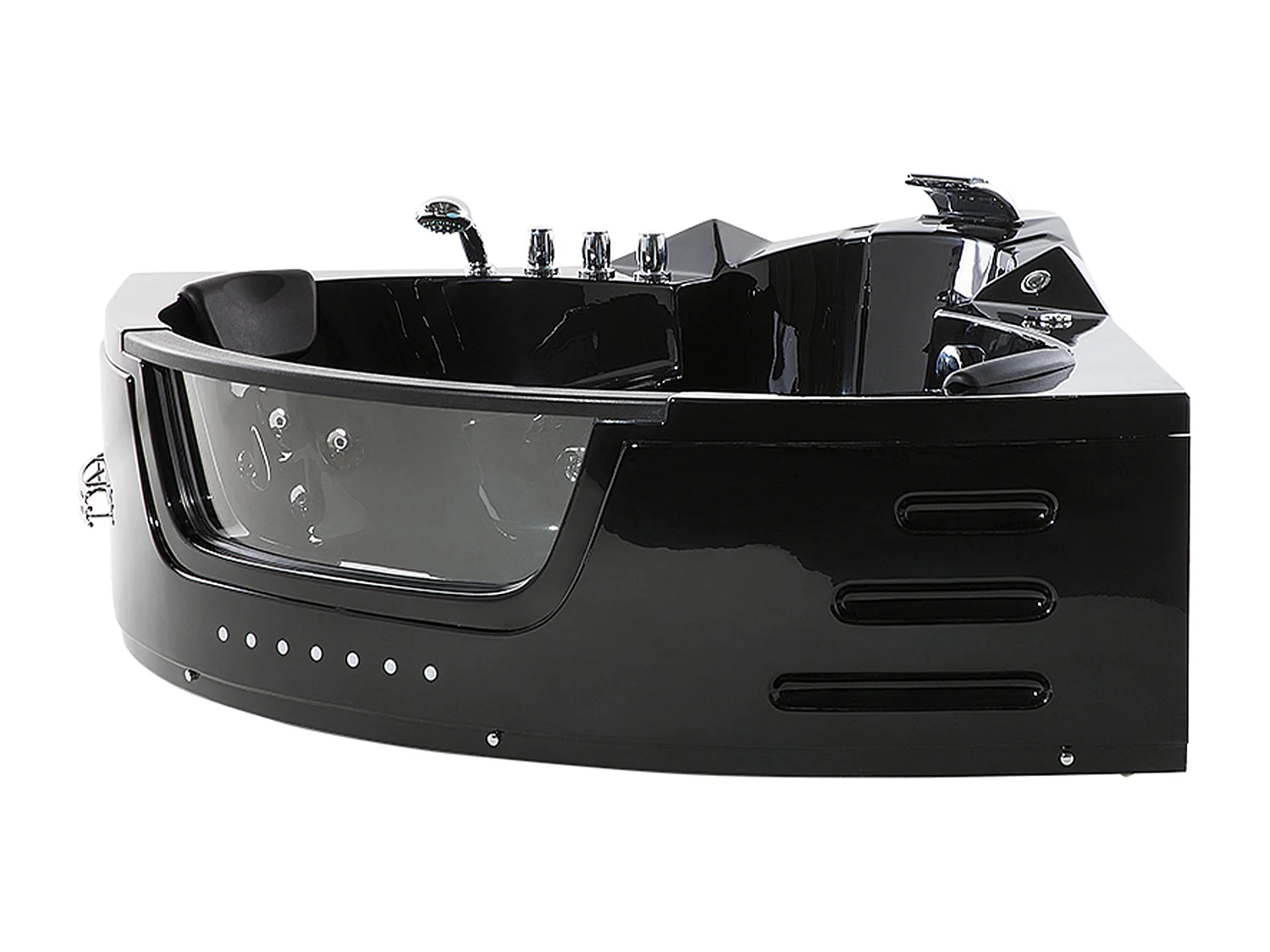 Baignoire d'angle à remous avec LED MARTINICA 214 x 155 cm Noir