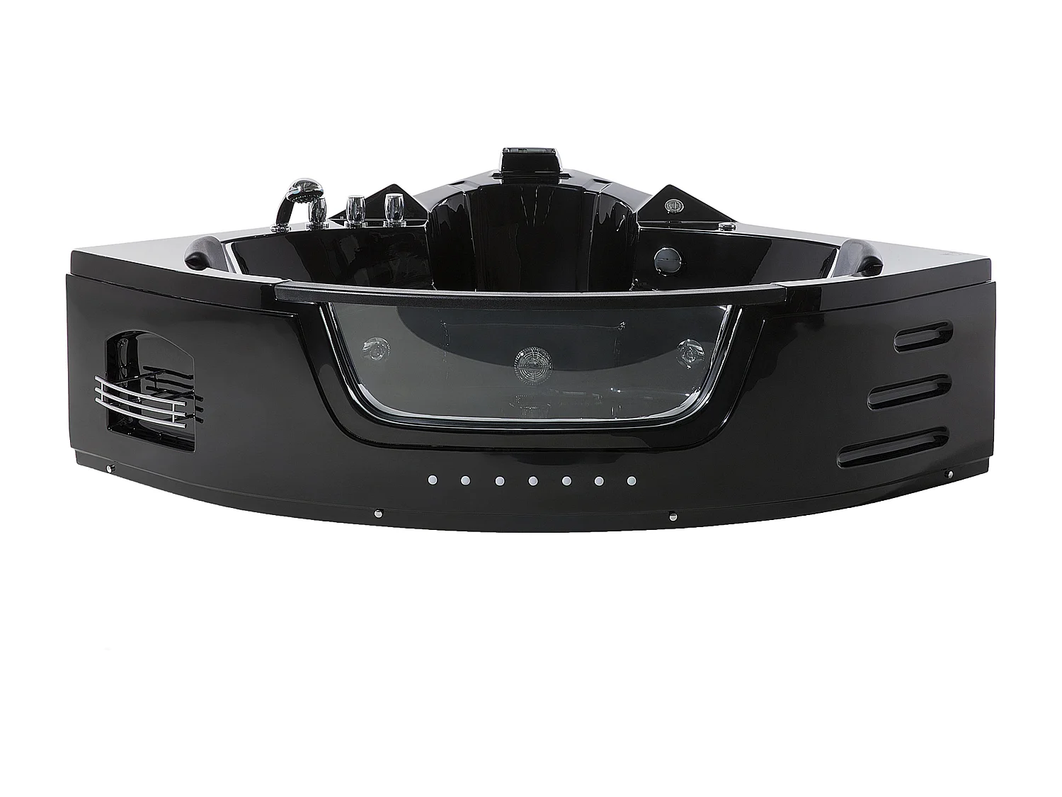 Baignoire d'angle à remous avec LED MARTINICA 214 x 155 cm Noir